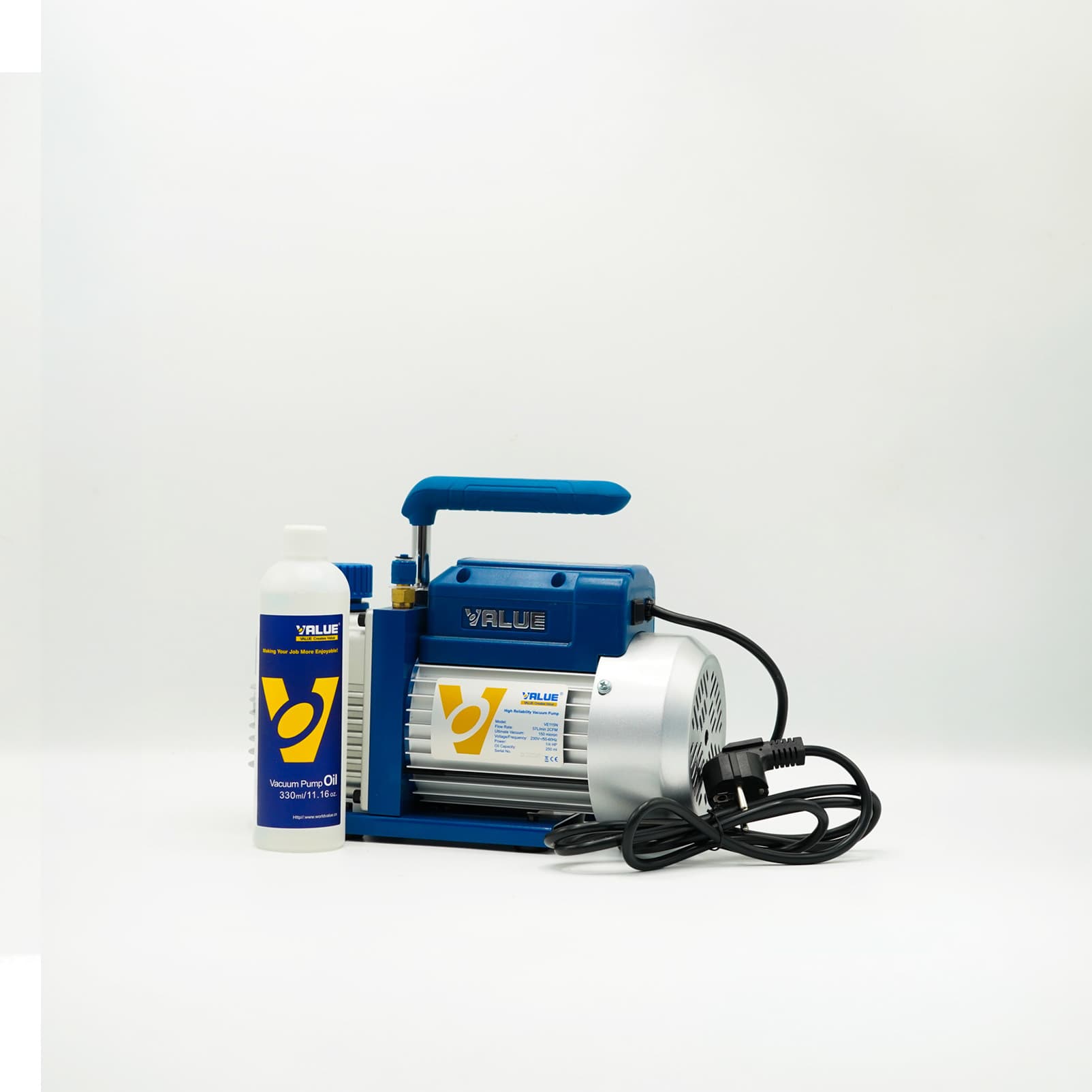 Pompe à vide simple étage VALUE VE115N 1,8 CFM avec bouteille d’huile