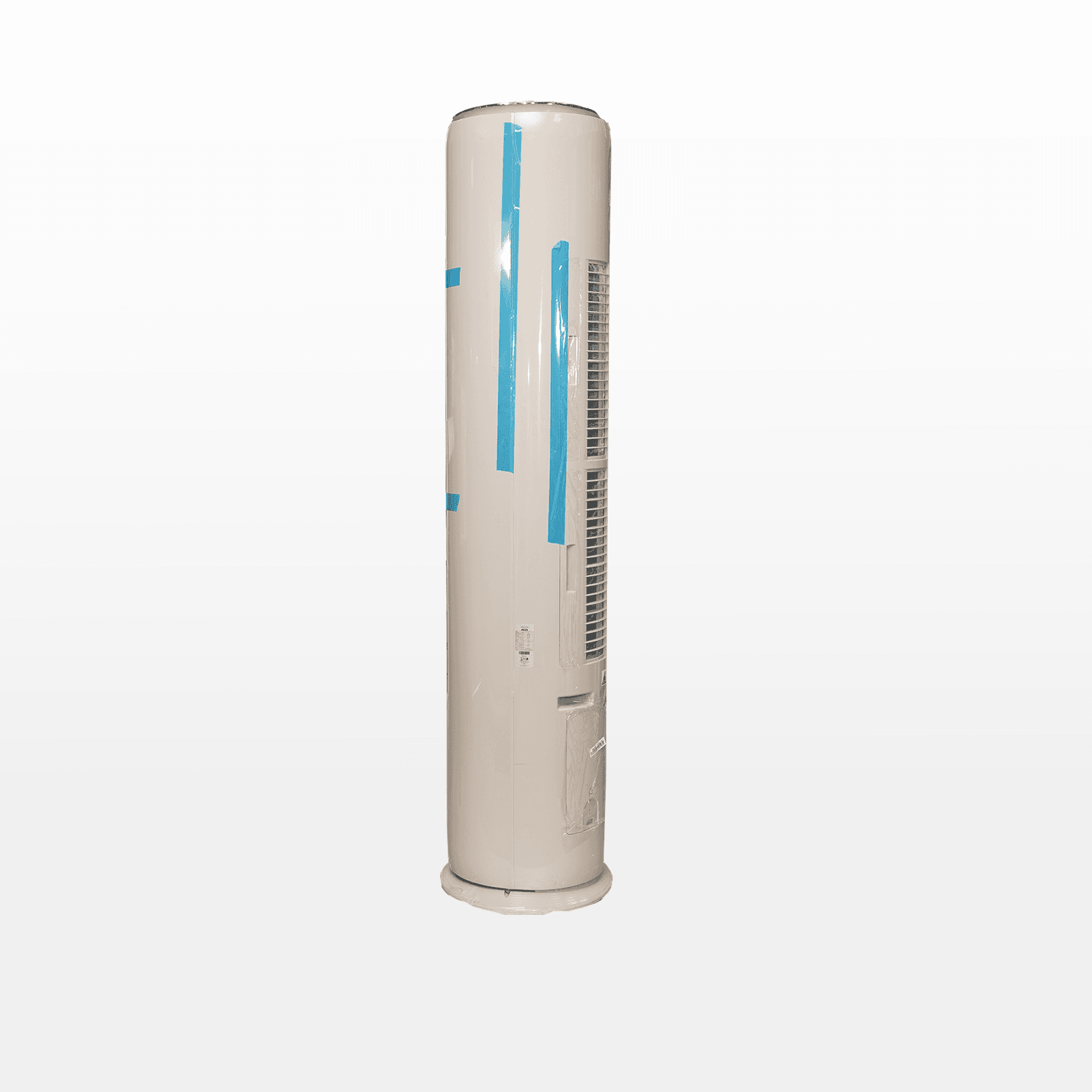 Climatiseur colonne AUX, capacité annoncée 24 000 BTU/h Façade de l’unité intérieure colonne AUX beige et blanc
