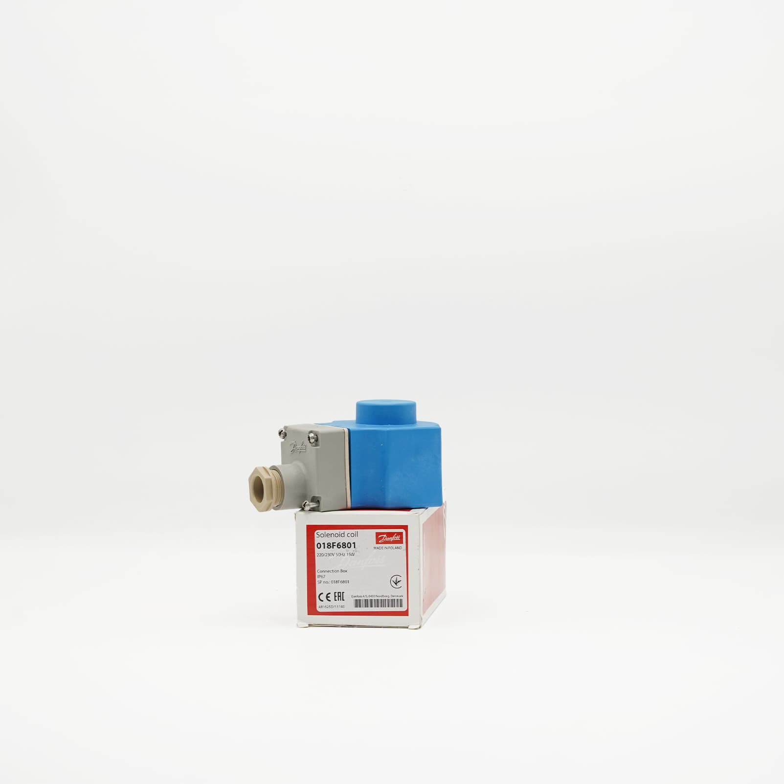 Bobine Danfoss BG230AS bleue et boîte 018F6801, 220–230 V 50 Hz 15 W