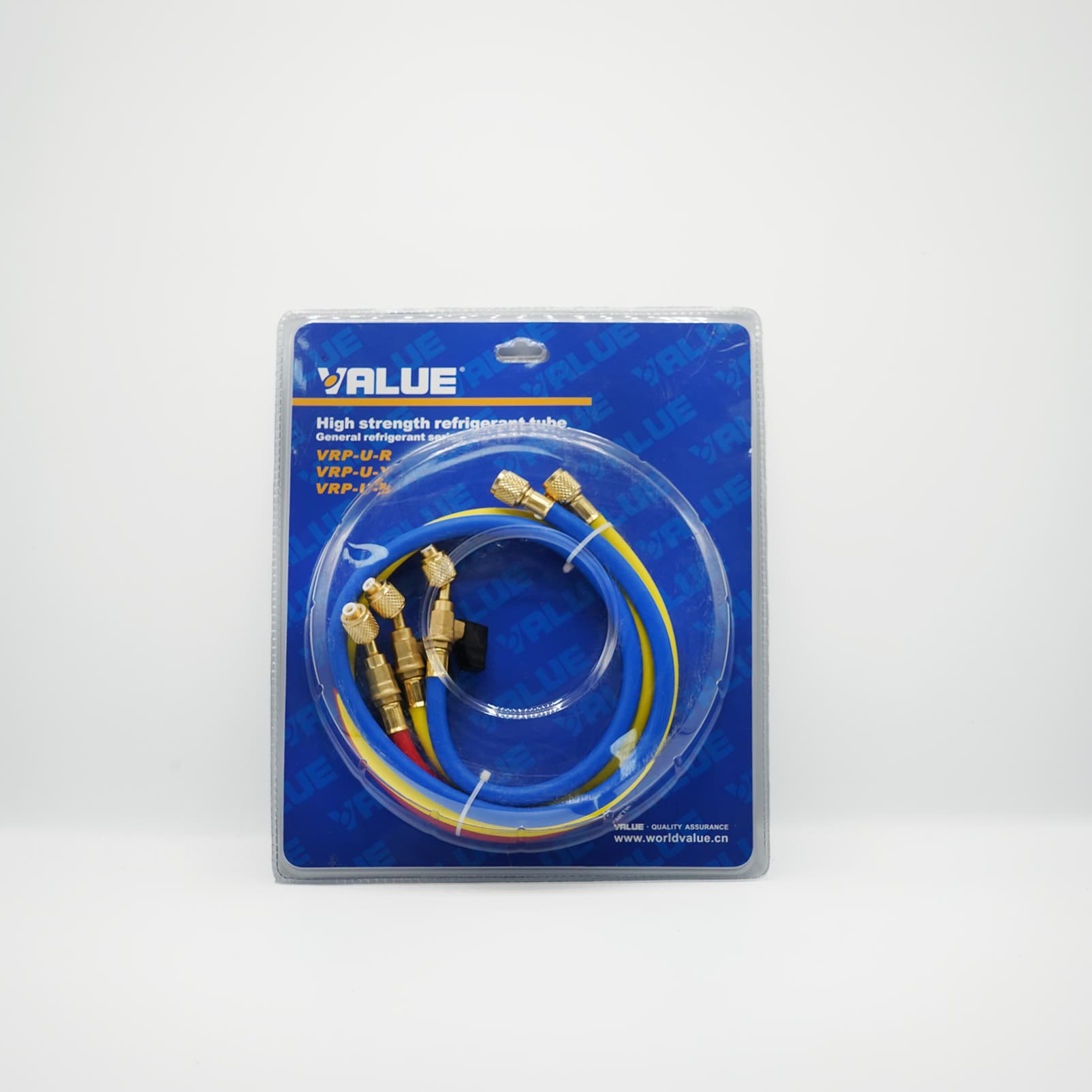 Jeu de trois flexibles frigorifiques VALUE VRP-U rouge, jaune et bleu en blister