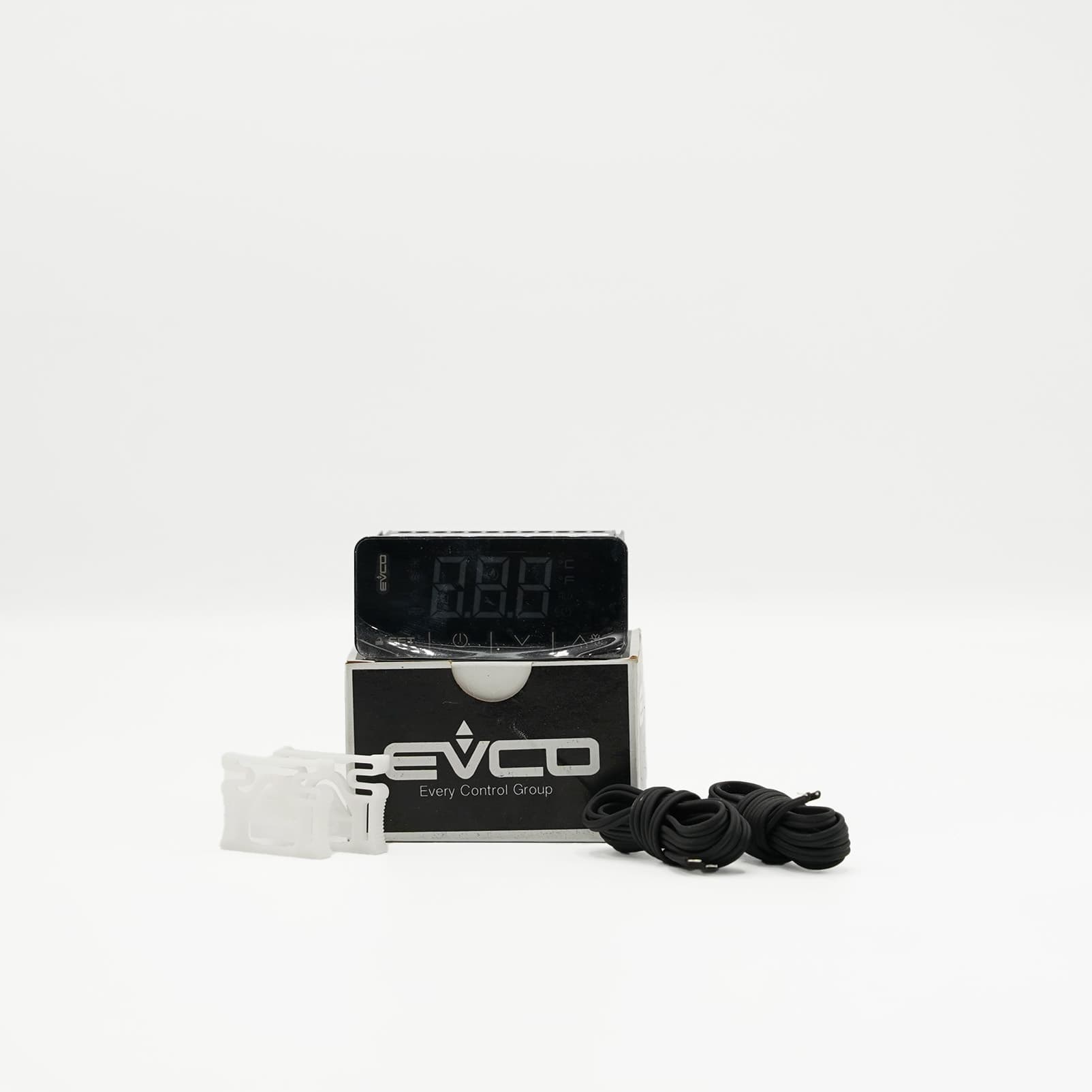 Régulateur frigorifique EVCO EV3B23N7 noir avec deux sondes et clips de fixation