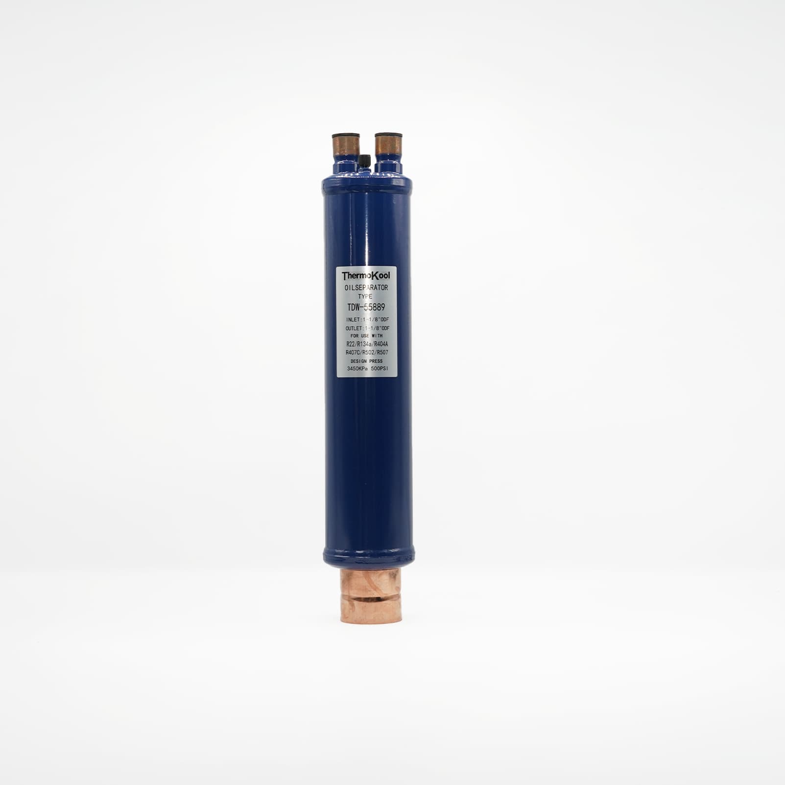 Séparateur d’huile ThermoKool TDW-55889 bleu, étiquette et raccords 1 1/8 ODF