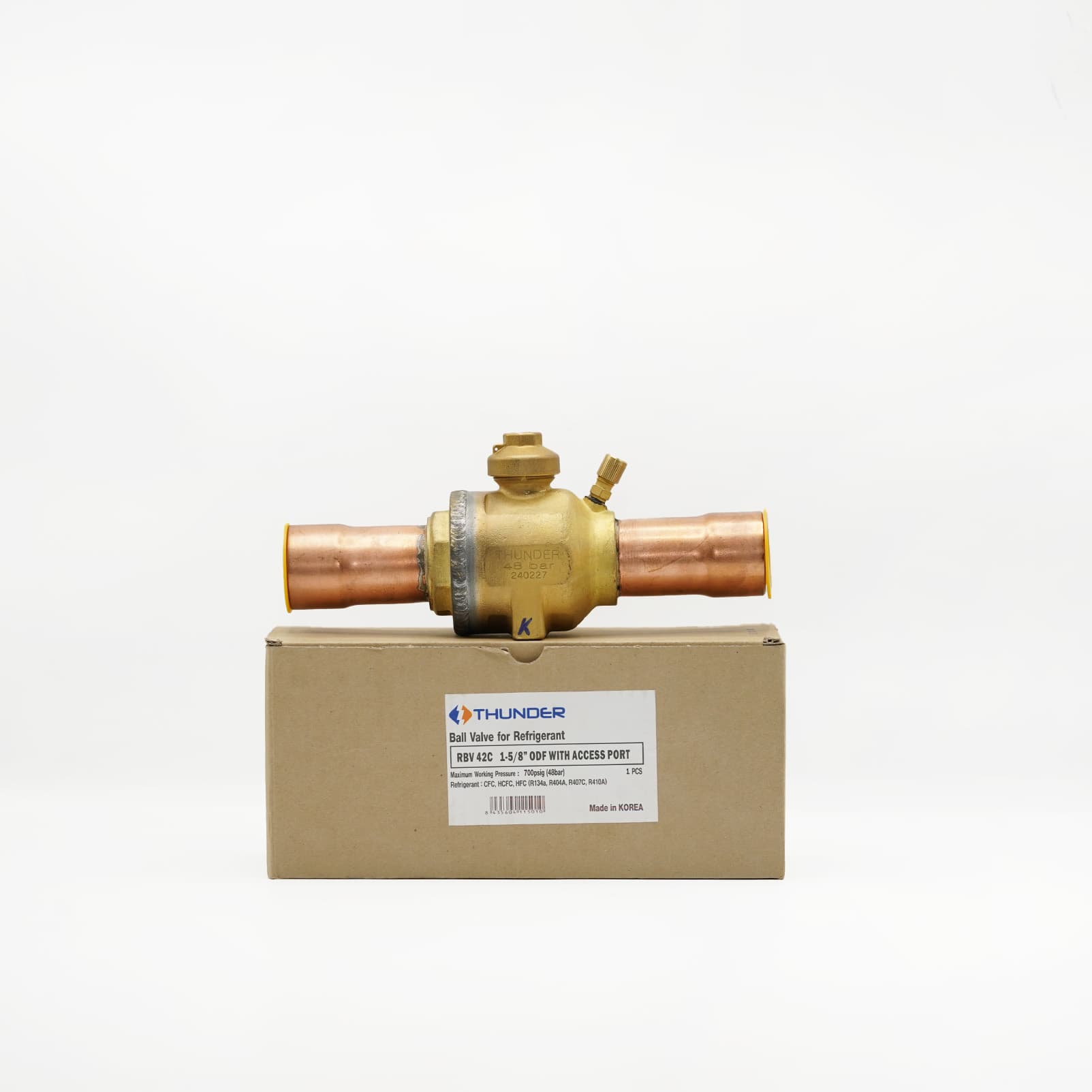 Vanne à boisseau THUNDER RBV 42C 1 5/8 ODF avec prise de service Vanne à boisseau THUNDER RBV 42C 1 5/8 ODF avec prise de service sur son carton