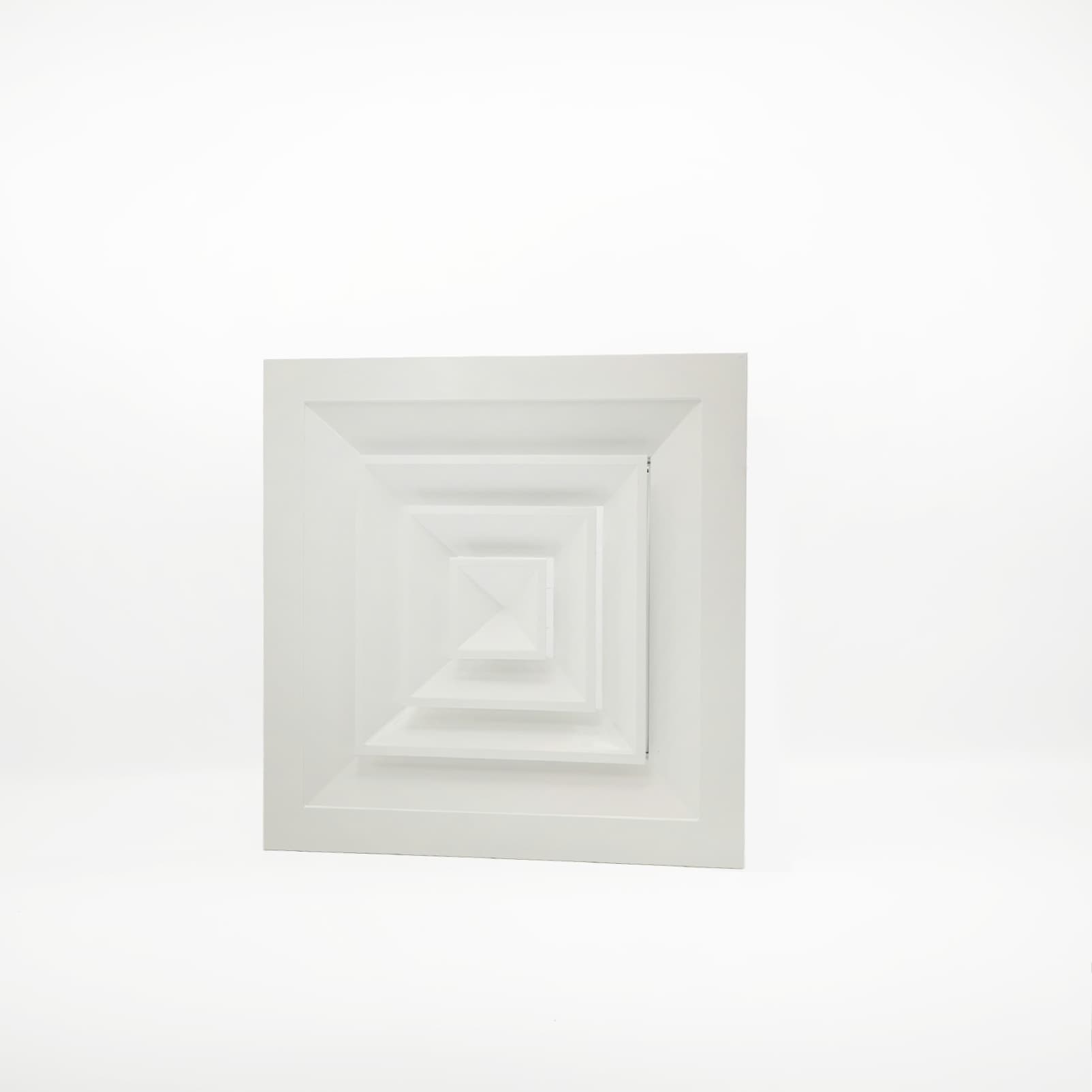 Diffuseur d’air carré 600 × 600 mm blanc laqué à anneaux concentriques pour plafond