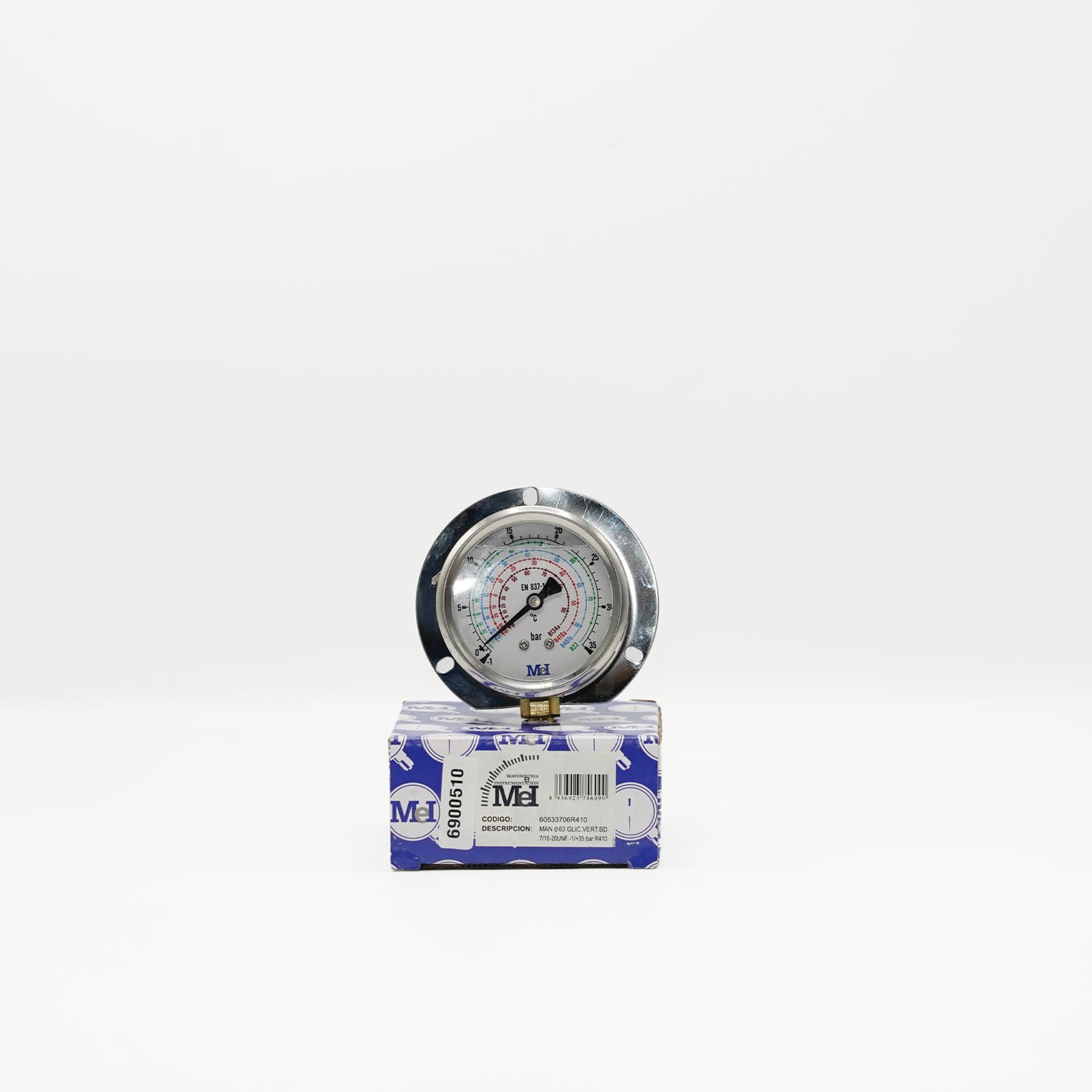 Manomètre frigorifique MEI 60533706R410 HP Ø63 mm -1 à +35 bar avec emballage