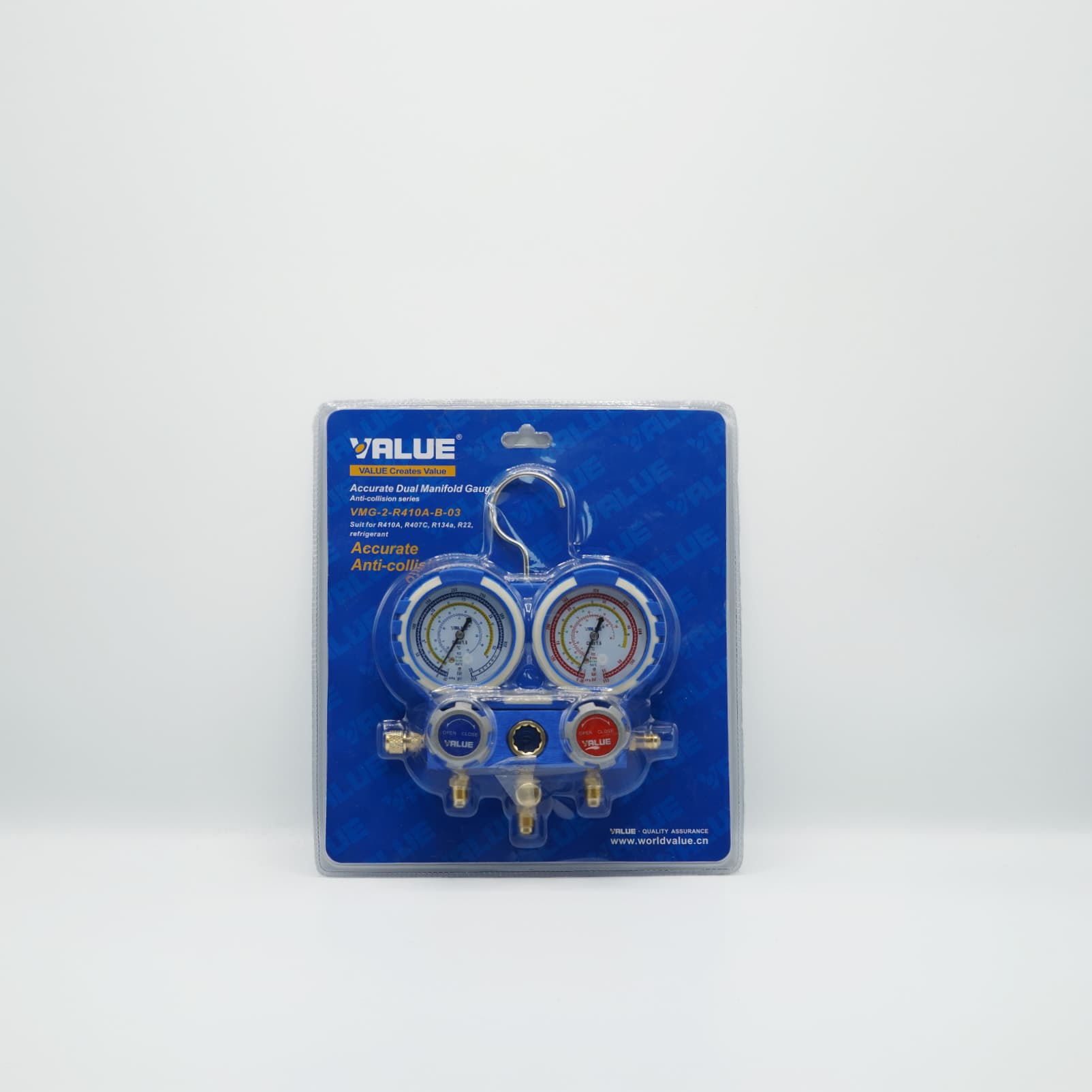 Manifold frigorifique deux voies VALUE VMG-2-R410A-B-03 avec cadrans protégés