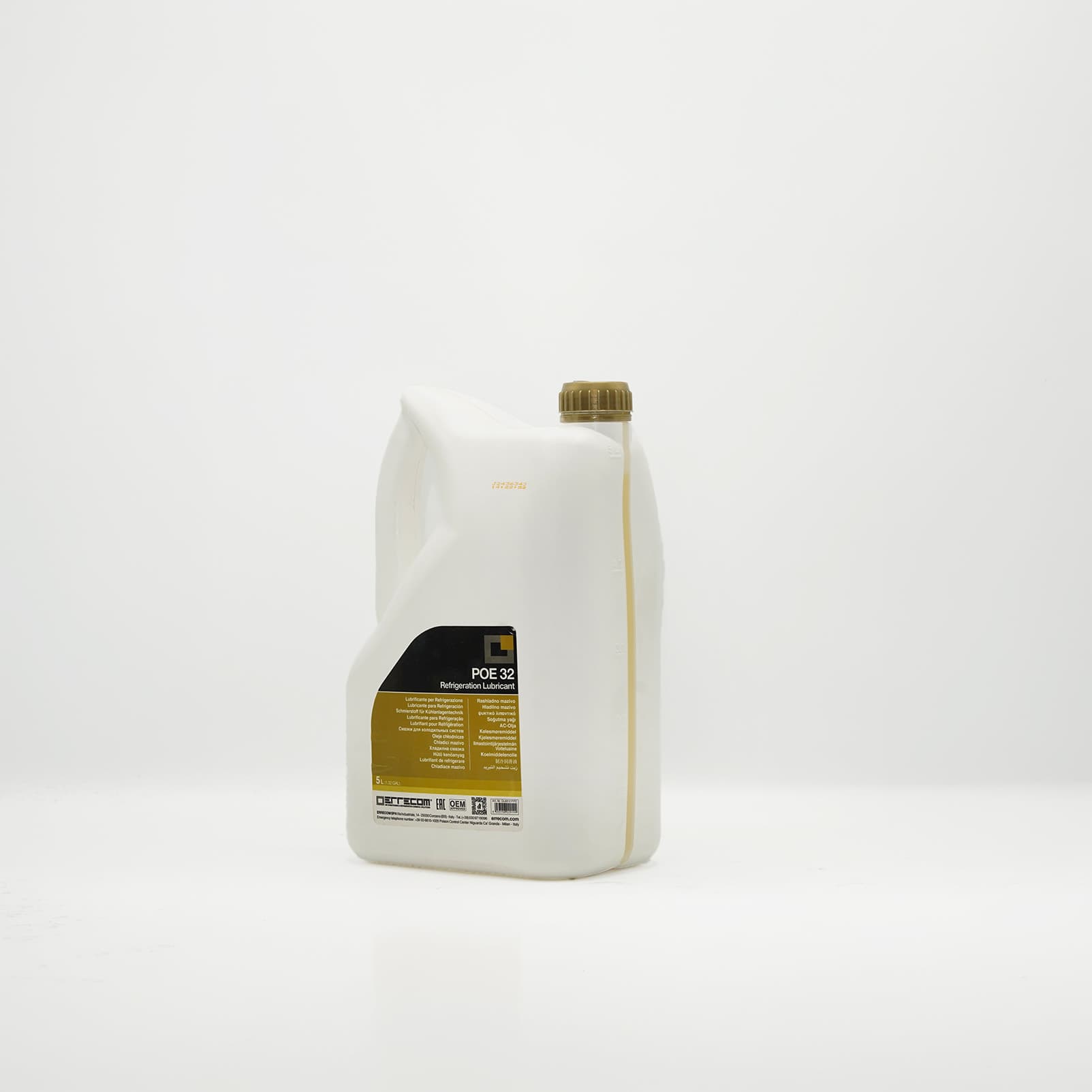 Huile frigorifique ERRECOM POE 32 en bidon de 5 L Bidon noir ERRECOM POE 32 de 5 litres d’huile frigorifique