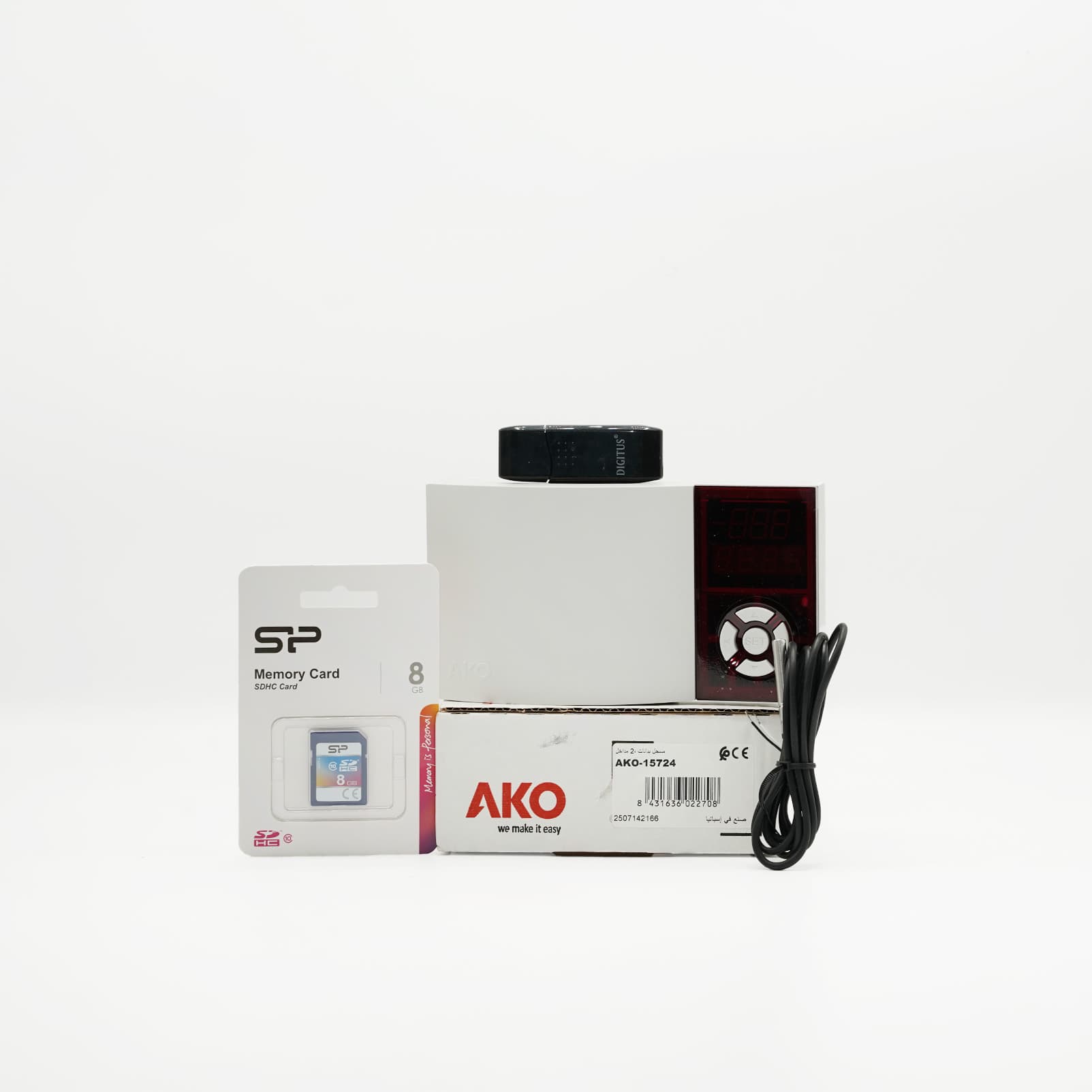 Enregistreur AKO-15724 de température et humidité avec sonde NTC et carte SDHC 8 Go