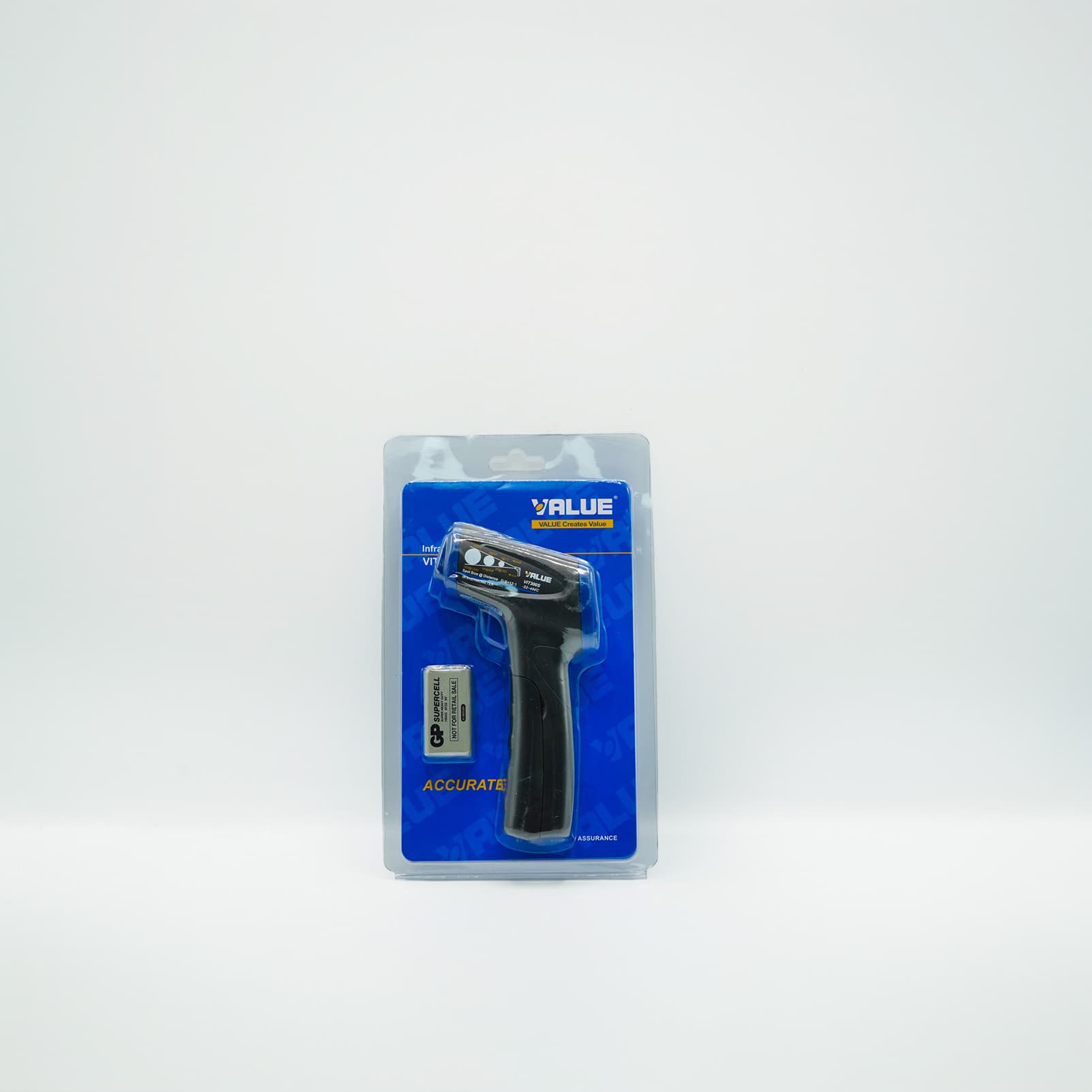 Thermomètre infrarouge VALUE VIT-300S et pile 9 V dans son blister