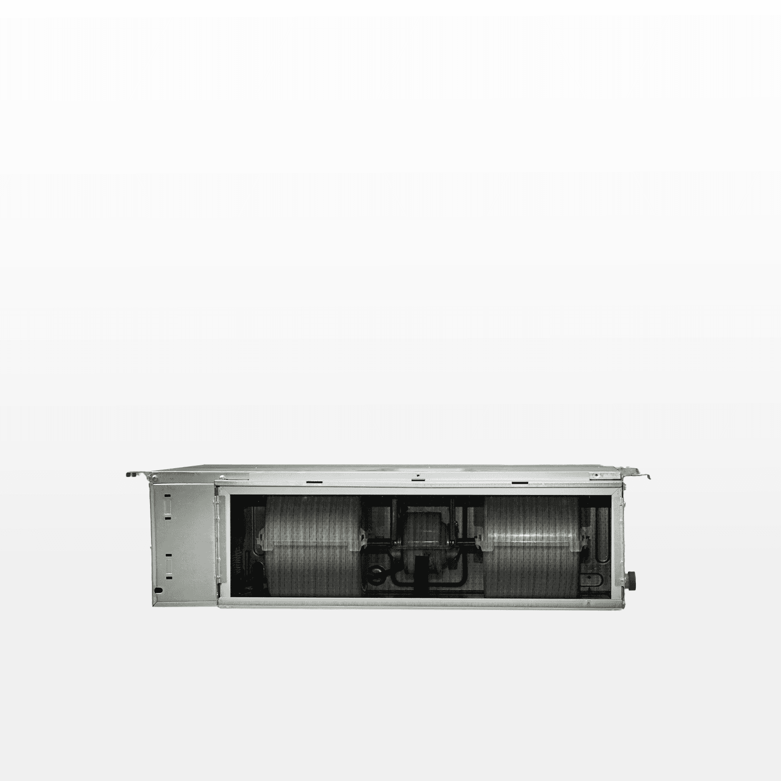 Unité intérieure gainable Carrier Inverter pour climatisation R32 Face avant de l’unité intérieure gainable Carrier montrant la batterie