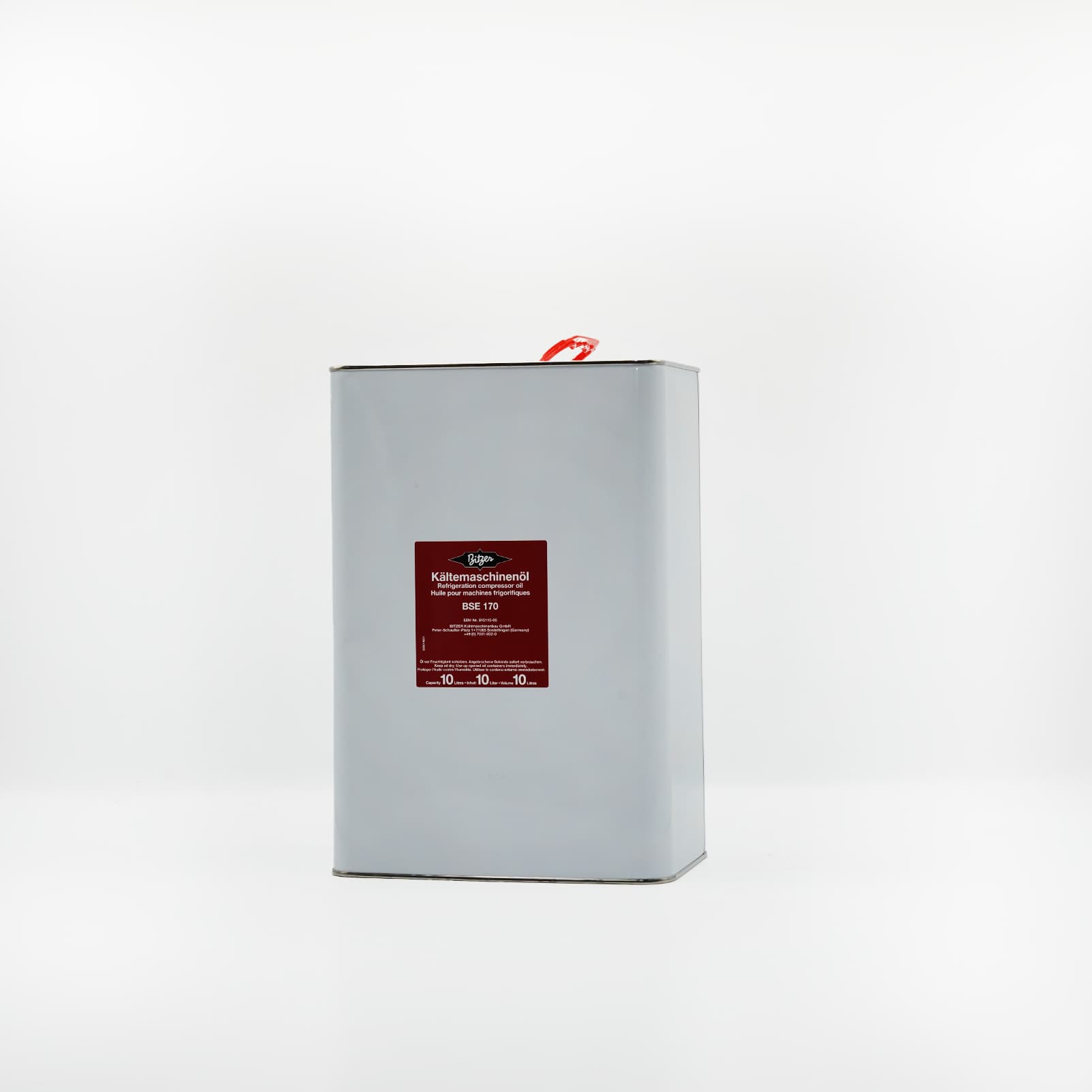Huile frigorifique BITZER BSE170 POE en bidon de 10 L Bidon métallique BITZER BSE170 de 10 L, huile frigorifique POE ISO VG 170