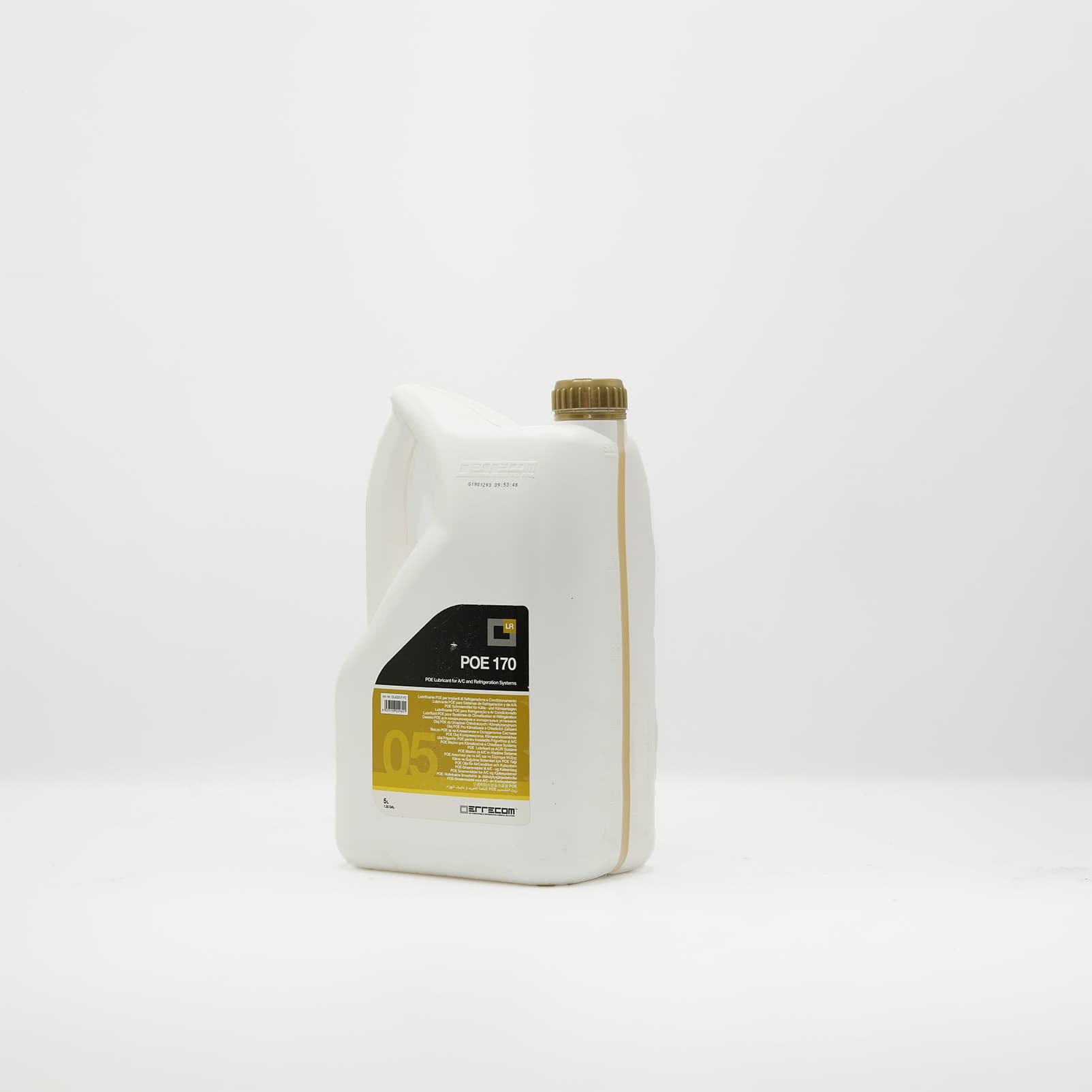 Huile frigorifique ERRECOM POE 170 en bidon de 5 L Bidon blanc ERRECOM POE 170 de 5 L, huile synthétique pour compresseur frigorifique